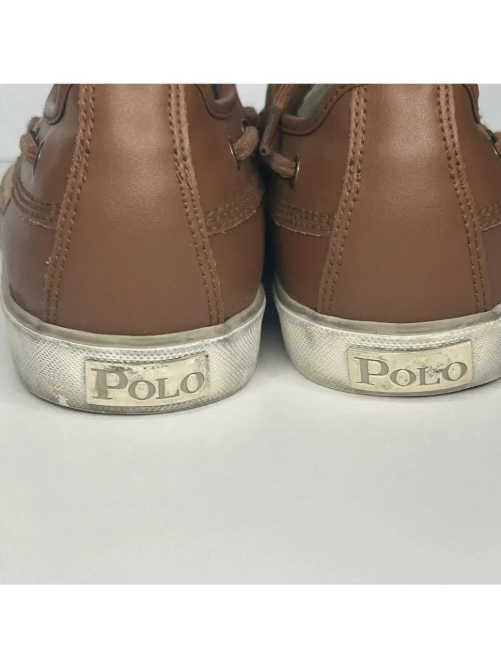 Polo Ralph Lauren Boat Shoes Mens Size 9 Brown Canvas Leather Parkstone Low